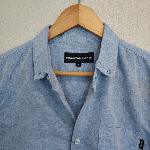 🔴3/$20 Molokai Blue Short Sleeve Button Down Size M - Picture 3 of 10